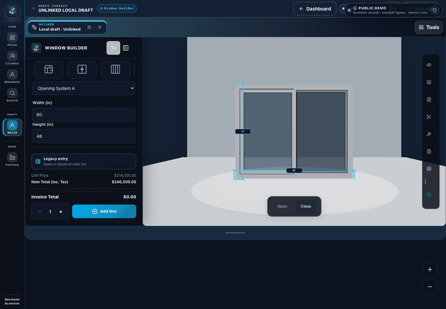 CRM product configurator and live visualizer with illustrative figures