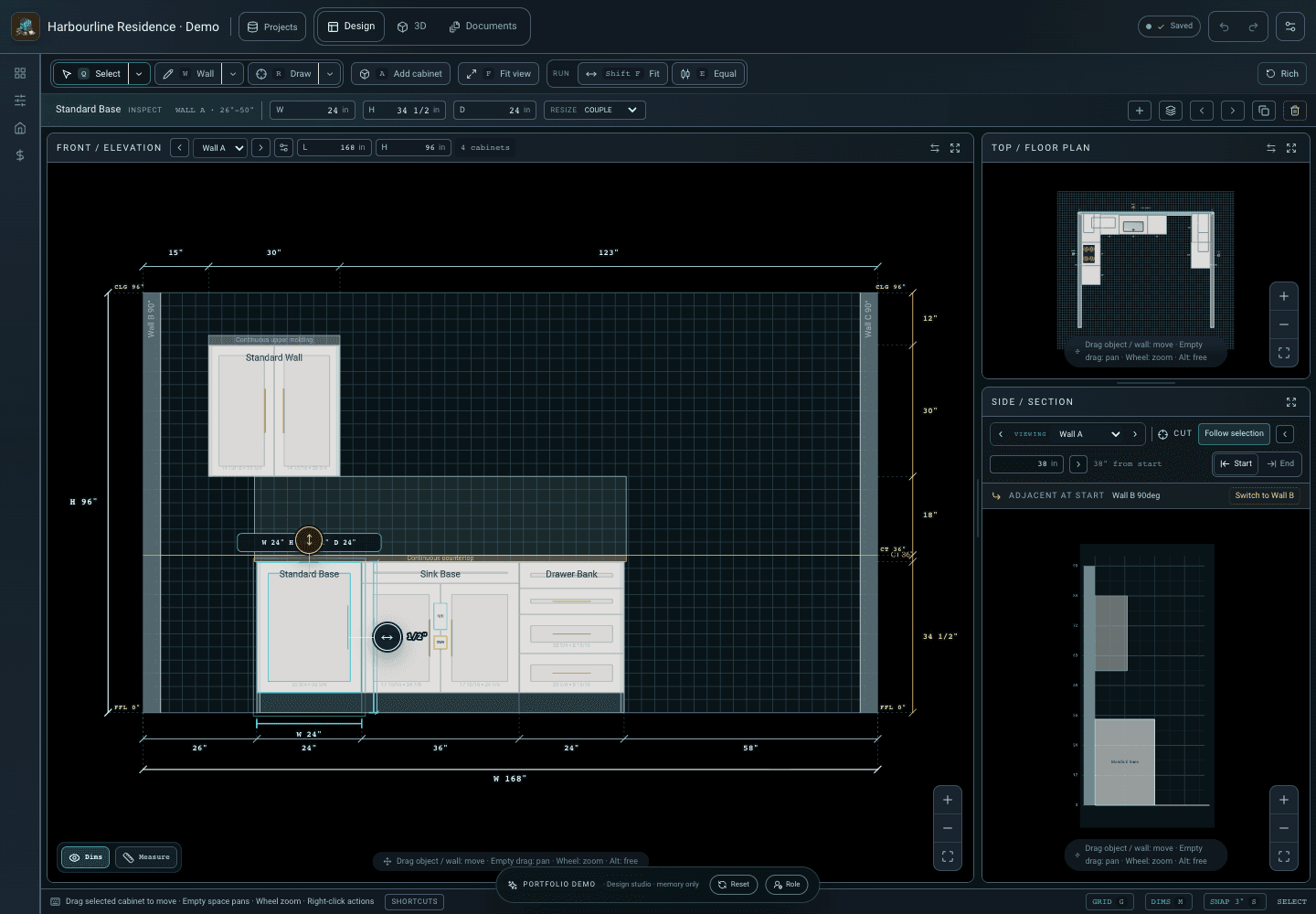 Cabinet design studio and production workspace